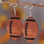 For Keeps Wooden Football Earrings (Brand New On Card In Packaging) Brown Photo 1