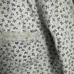 Eileen West Pajama Top Womens Small White Blue Floral Button Up Lace Trim Cozy White Photo 2