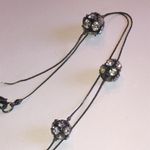 Gunmetal Gray Dark Metal CZ Rhinestone Ball Beaded Chain Boho Necklace Photo 2
