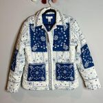 NWT Caroline Constas Quilted Patchwork Print Linen Blend Jacket Blue Size XS Photo 1