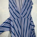 Eloquii Elements Blue Stripe Tie Front Deep V Plunging Neckline Maxi Dress 14/16 Photo 7