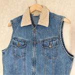 st. john's bay St. John’s Bay Women’s Vintage Denim Vest Corduroy Collar Full Zip Barncore L Photo 1