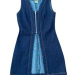 Vintage Y2K 90’s Fetish Denim Vest Mini Dress Size Small Blue Photo 3
