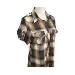 Eden & Olivia Green Plaid Short Sleeve Button-Up Shirt Women's Size S Photo 5
