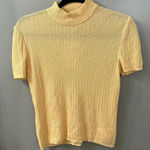 St. John Collection Shirt Yellow Ribbed Shirt Mock Neck Short Sleeve Size Medium Photo 0