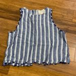 Cloth & Stone Blue White Stripe Raw Hem Sleeveless Button Back Top Womens SizeXS Photo 0