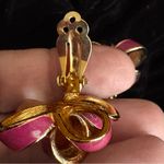 Vintage 80s Donald Stannard 3D Purple And Gold Bow Enamel Clip Photo 7