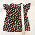 Kate Spade New York medium ditsy rosed flutter sleeve keyhole top TB2 2893 Black Photo 1