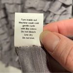 Elementz Y2K gray stretchy mesh ruffle stripe shiny bling top stretchy Photo 4