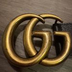 Gucci  Gold Buckle Belt with Green Strap Photo 1