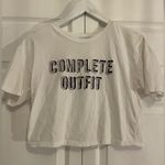 ZARA  Cropped White T-Shirt With 2D “complete outfit” saying detailed back Size S Photo 1