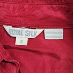 Vintage Royal Silk Womens Shirt 8 Red Button Down Embroidered Floral Photo 1