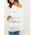 Free People Sounds of Summer Tunic Top White Lace Off Shoulder Boho Large Flowy Photo 1