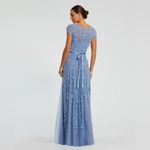 Mac Duggal 14521 Blue Floral Embellished Short Sleeve Mesh Gown Dress Photo 4