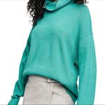 Free People  Oasis‎ Blue Softly Structured Knit Tunic Turtleneck Sweater Size XS Photo 0
