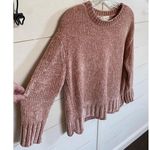 Cynthia Rowley  Blush Pink Chenille Rolled Hem Boxy Crew Neck Pullover Sweater  L Photo 4