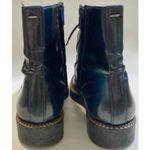 Maison Martin Margiela Blue Leather Combat Biker Boots Patent Brushed Marbled 7 Photo 11