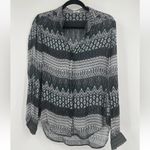 L'Agence  Womens Blouse Small 100% Silk Floral Abstract Tie Neck Button Up Photo 1