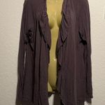 Elle Purple Gray Lace Back Open Front Cardigan Size XL Lightweight Long Sleeve Photo 0
