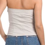 ZARA New Pinstriped Button Strapless Corset Blouse Top Womens Small Photo 1