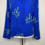 Erin London Linen Blend Vintage Blue Palm Trees Zip Up Hoodie Jacket Photo 3