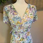 Lulus Feels Magical Ivory Floral Print Short Sleeve Wrap Maxi Dress Photo 8