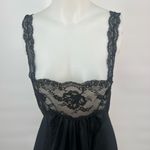 Vintage 1970s Montgomery Ward Elegant Black nylon sheer Lace Trim slip Dress Size M Photo 15