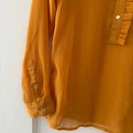 H&M  Women’s Golden Mustard Yellow Ruffle Henley Button Blouse Size 2 EUC Photo 1