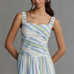 Anthropologie NWT Square-Neck Drop-Waist Maxi Dress size medium Blue Photo 0