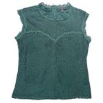 Adiva Vintage Inspired Elegant Emerald Green Lace Sleeveless Top Women’s Medium Photo 0