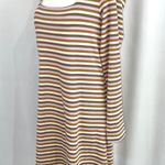 VERO MODA New Square Neck Long Sleeve Mini Dress Frida Neutral Stripe Photo 7
