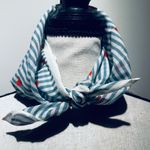 Madewell Gray Striped Scarf with Red Hearts Photo 2
