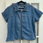 Bill Blass Vintage  Denim Cotton Full Zip Short Sleeve Top Blouse Plus Size 2X Photo 10