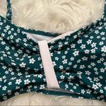 Bikini Top Dark Green White Floral Ruffle Size 4X Photo 5