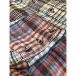 Free People  Plaid Gauze Button Down Shirt Blue Red Yellow Oversized Tunic Top Photo 2
