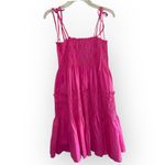 NWT PINCH Fuchsia Smocked Mini Dress Double Tie Spaghetti Straps, Medium Pink Photo 3