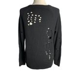 EXPRESS Distressed Crewneck Sweater S Black Zippers Long Sleeves Pullover Goth Photo 4