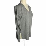 Lightweight V Neck Knit Long Sleeve Sweater 44PE Gray Photo 2