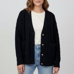 ZARA  Black Cable Knit Button Front Cardigan Sweater Size Medium Photo 2