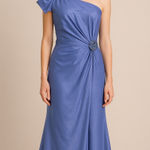 David Meister NWT Blue One Shoulder Jeweled Gown - Size 22 Photo 0