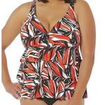 Tropical Escape  Womens Plus Triple Tiered Orange Miami Palm Swimsuit Photo 1