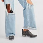 Free People NWB  Brixton Shoeboots Charcoal Leather Slip-On Ankle Booties Photo 1