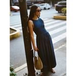 Madewell  The Petite Melody Scoopback Smocked Midi Dress Blue Moon Small NWT Photo 6