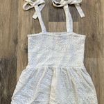 Poof! White Eyelet Lace Ribbon Bow Strap Sleeveless Babydoll Top Size Small Photo 0