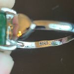 S925 silver green jade heart ring size 9 Photo 6