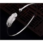 Boutique NEW Feather Cuff Bangle Bracelet 925 Sterling Silver Adjustable Photo 13