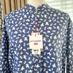 Uniqlo Cotton Silk Long-Sleeve Tunic in Blue Floral Photo 5