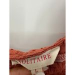 Solitaire  Top Women Large Orange Embroidered Button Back Boho Swiss Dot Ruffle Photo 5