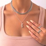 Urban Outfitters Silver Rose Stem Pendant Necklace 🥀 Photo 0