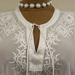 Marled Reunited Clothing White Sheer Embroidered Snow Flake Tie V Neck Sz L. Size L Photo 1